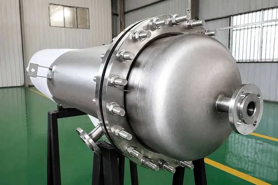 Bolted titanium pressure component with machined flanges and vessel interfaces