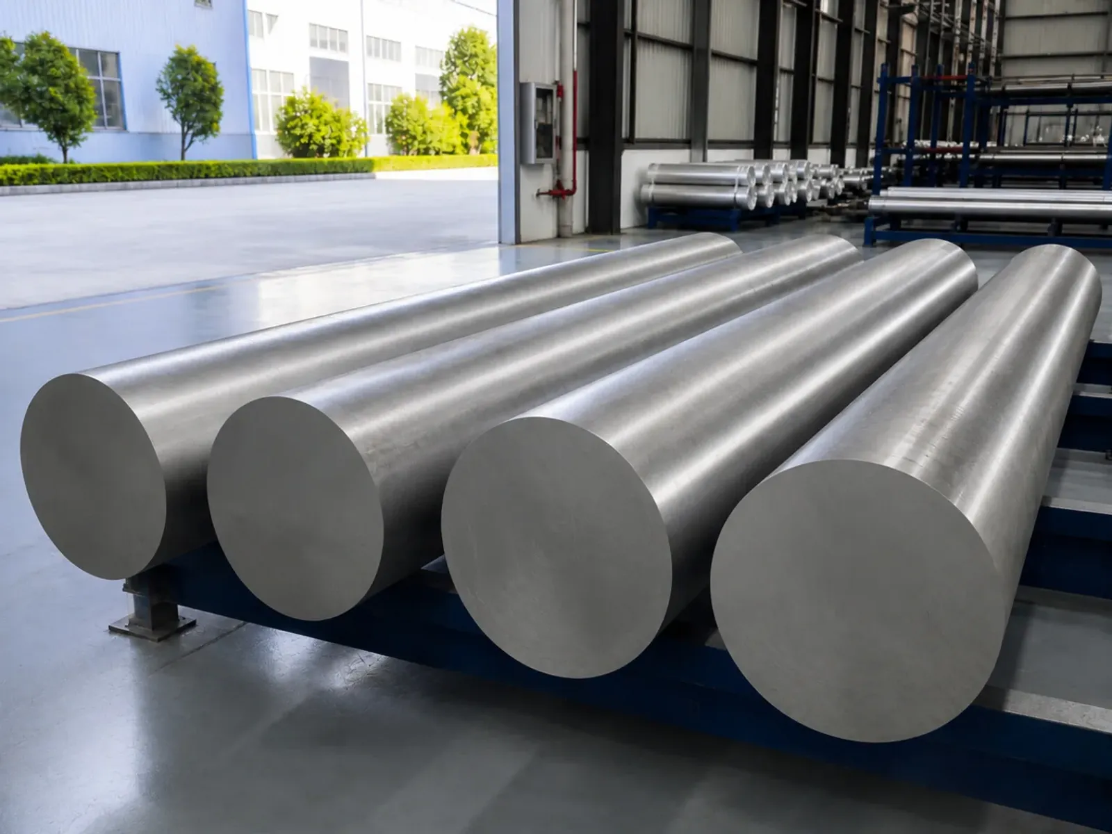 Large titanium billets in a mill-products warehouse illustrate why origin evidence must remain attached to a defined heat, form and production route.