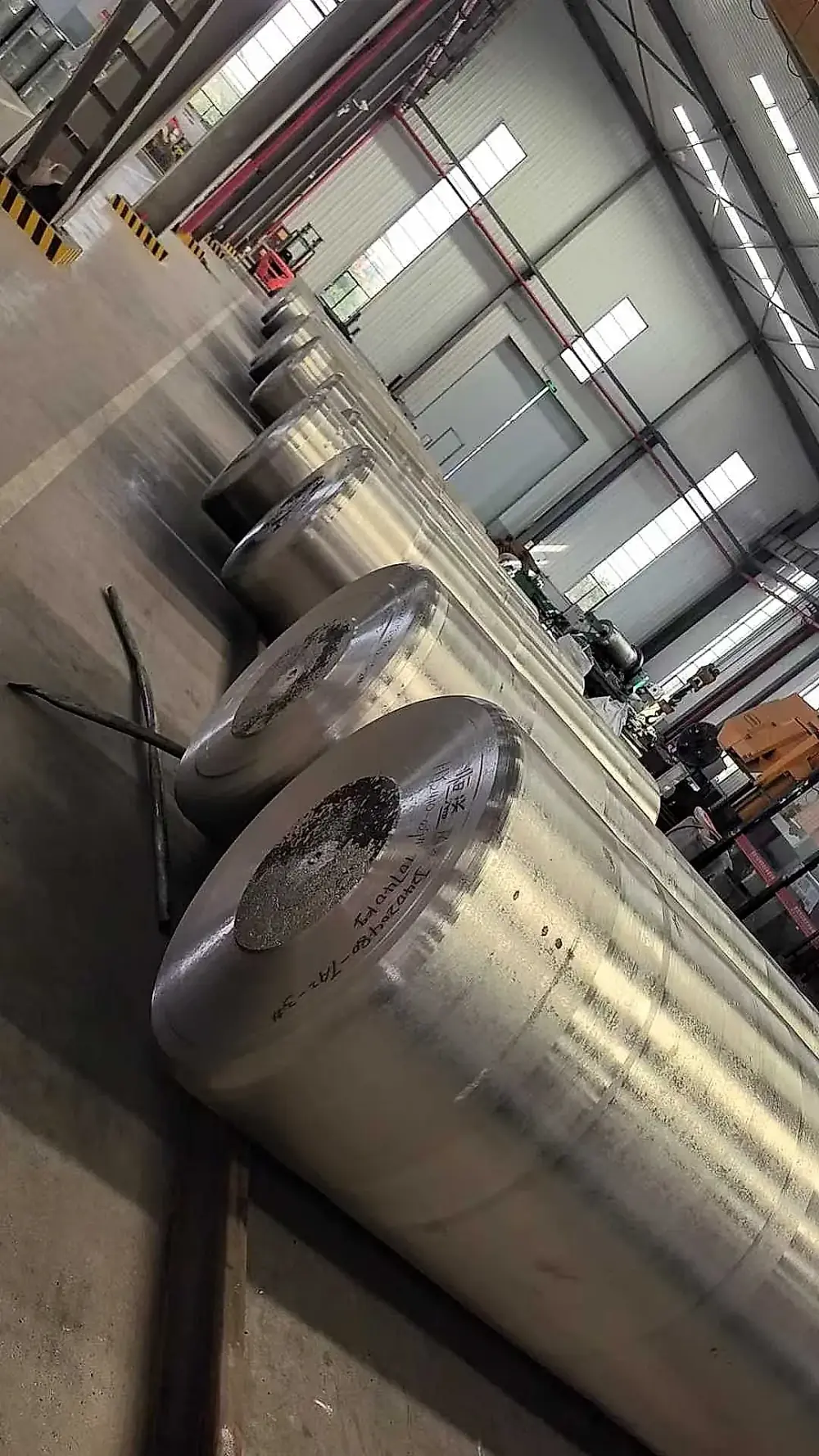 Titanium ingots in storage facility