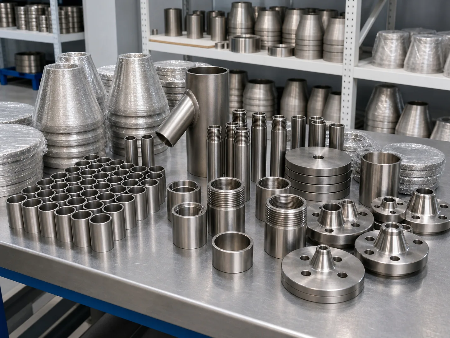 User-owned machined titanium components illustrate manufacturing scope; they are not the forceps, specimens or operating-room equipment used in the study.