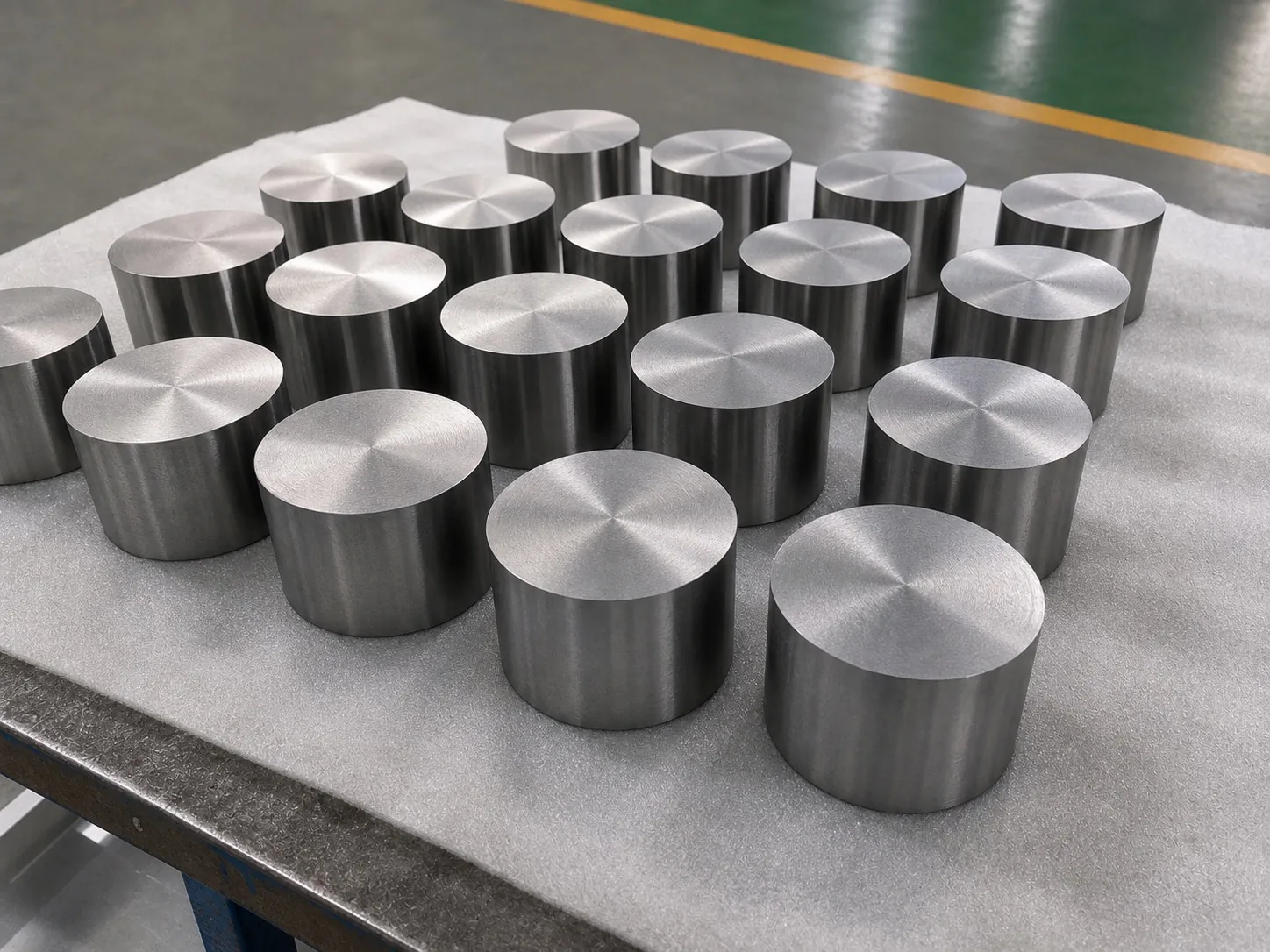 User-owned titanium billets illustrate machining feedstock; they are not workpieces or specimens from the reported study.